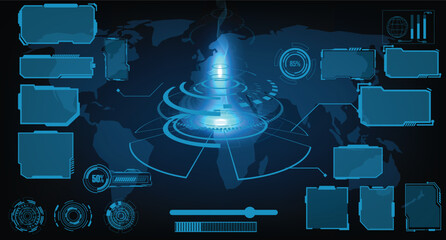 Wall Mural - digital interface hud elements set pack. user interface, frame screens. callouts titles, fui circle 