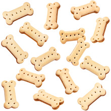 Bone Cookies For Animals On A White Background. Background