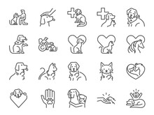 Pet Therapy Icon Set. It Included Icons Such As animal-assisted, Mental, Health, Medical, Rescue Dog, Clinic, And More.