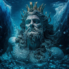 ancient greek God Poseidon underwater