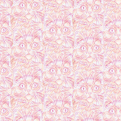  Cats seamless pattern. Cute pets vector background