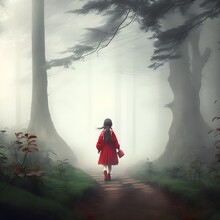 A Joyful Stroll Through Nature: A Young Asian Girl's Adventure In The Forest