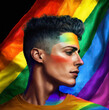 © Mathias - Person of the LGBTQ community with rainbow colors. Generative AI