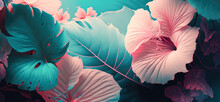 Abstract Background With Hibiscus Flowers - Generative AI