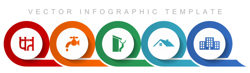 Poster - Home service icon set, miscellaneous icons such as pipe, tap, roof and gutter, house and building for webdesign and mobile applications, flat design infographic vector template in eps 10