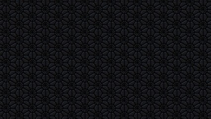 Wall Mural - 3D Futuristic circles dark black background Abstract geometric grid pattern.