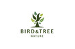 Bird and tree logo icon design template flat vector