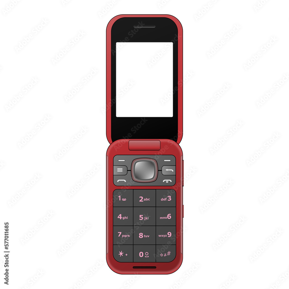 flip mobile phone isolated on white transparent background illustration  Stock Illustration | Adobe Stock, image size:1000x1000