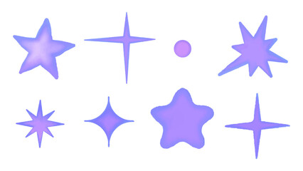 Wall Mural - set of watercolor blue stars on a white background.