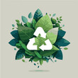 Recycling sign with leaves. Eco recycling sign. Eco concept.