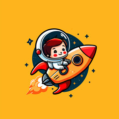 Wall Mural - ocket outer space chibi icon character design cartoon spacecraft astronomy space exploration adventure digital art space art stars planets moon mars galaxies universe spaceflight rocket launch cosmos 