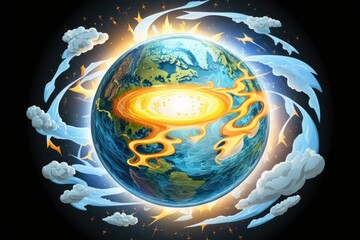 Wall Mural - Law of Attraction energy enveloping the planet. Generative AI