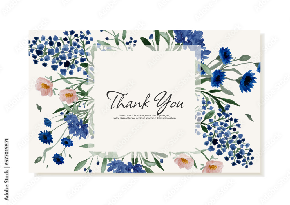 Rustic style thank you card with wildflowers. Vector template Stock ...