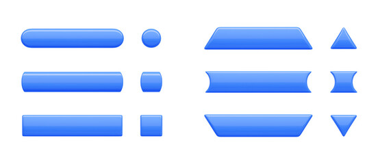 Rectangular long button with rounded and sharp borders 3d render illustration.