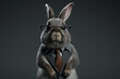 © Gassenee - Rabbit wearing glasses and wearing a formal suit. ai generative.