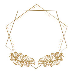 Wall Mural - vector boho style feathers polygonal frame on the white background