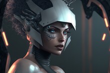 The Future Has Female Cyborgs Wearing Futuristic Visors. Generative AI