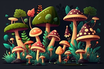 magical mushrooms that grow in the woods. Generative AI