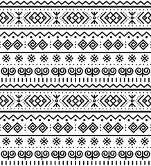 Poster - Slovak tribal folk art vector seamless geometric pattern inspired by traditional painted houses from village Cicmany in Zilina region, Slovakia
	