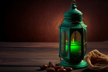 Metallic bowl with sweet lukum; dried fruits and nuts on black wooden desk for ramadan. Generative Ai