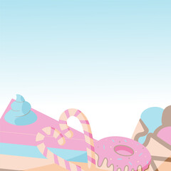 Sample of menu cover, flyer for baking, bakery shop, cooking, sweet products, dessert, pastry. Vector illustration.	