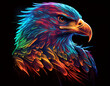 Eagle head in primary colors with neon style