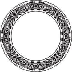 Vector round national Indian ornament. Monochrome black circle border, frame, ring..