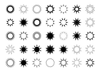 Wall Mural - sun icon logo vector collection. simple minimal modern design.