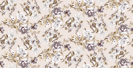 flowers pattern.silk scarf design, fashion textile