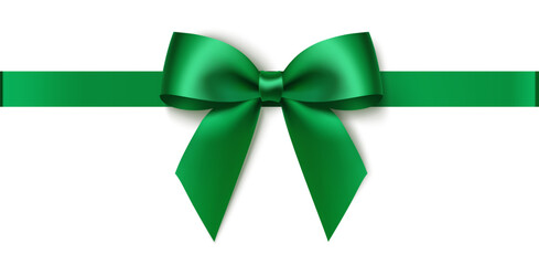 Wall Mural - vector green bow with horizontal ribbon isolated on white. decorative bow for your design. christmas