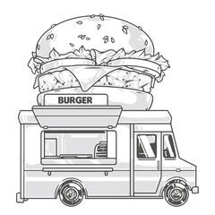 Poster - Burger food truck label monochrome