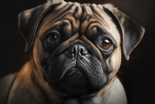 A Digitally Painted And Aesthetically Created Portrait Of A Pug Dog. Generative AI
