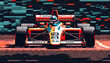 formula 1 race 8 bit pixel art style