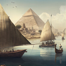 World Famous Pyramids In Egypt At Ancient Times, AI Generated