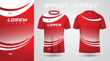 Red Shirt Soccer Football Sport Jersey Template Design Mockup
