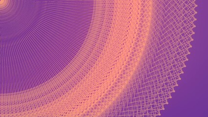 Fototapete - Elegant, futuristic wire digital seamless loop animated structure. Modern neon colored background. 3d rendering. HD resolution