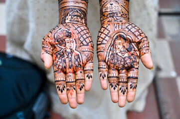 Wall Mural - Bridal Henna Tattoo. Mehendi for bride. Indian Wedding Ceremony. 