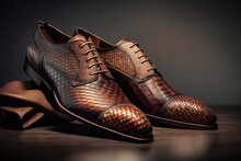Brown Leather Men's Fashion Shoes. Generative AI