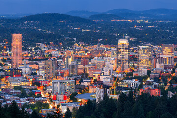 Fototapete - Portland, Oregon, USA Skyline at Twilight