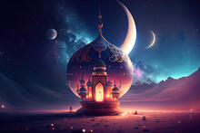 Concept Of Ramadan Kareem, Space For Text. Generative Ai