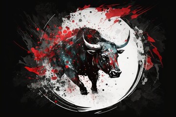 Sticker - An abstract bull used in business. Generative AI