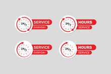 Everyday 24  7  Hours Service Assistance Label With Clock.