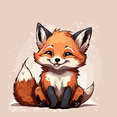 Wall Mural - Sweet cute little and young fox. Lovely vector graphics.