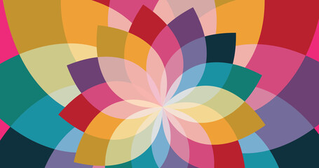 Wall Mural - image of colorful flowers on pink background