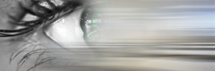 Wall Mural - Blurred effect with copy space against close up of female eye