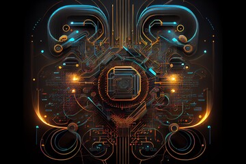 Wall Mural - abstract circuit cyberspace design art. generative ai