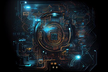 Wall Mural - abstract circuit cyberspace design art. generative ai