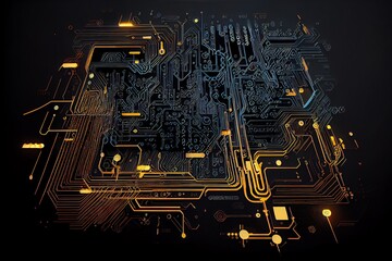 Wall Mural - abstract circuit cyberspace design art. generative ai
