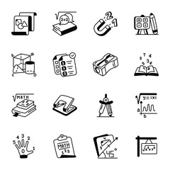 Collection of Sketchy Math Education Icons 

