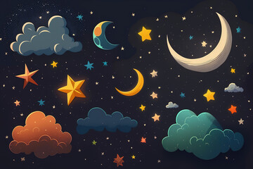 Wall Mural - Stars in the night sky. Generative AI